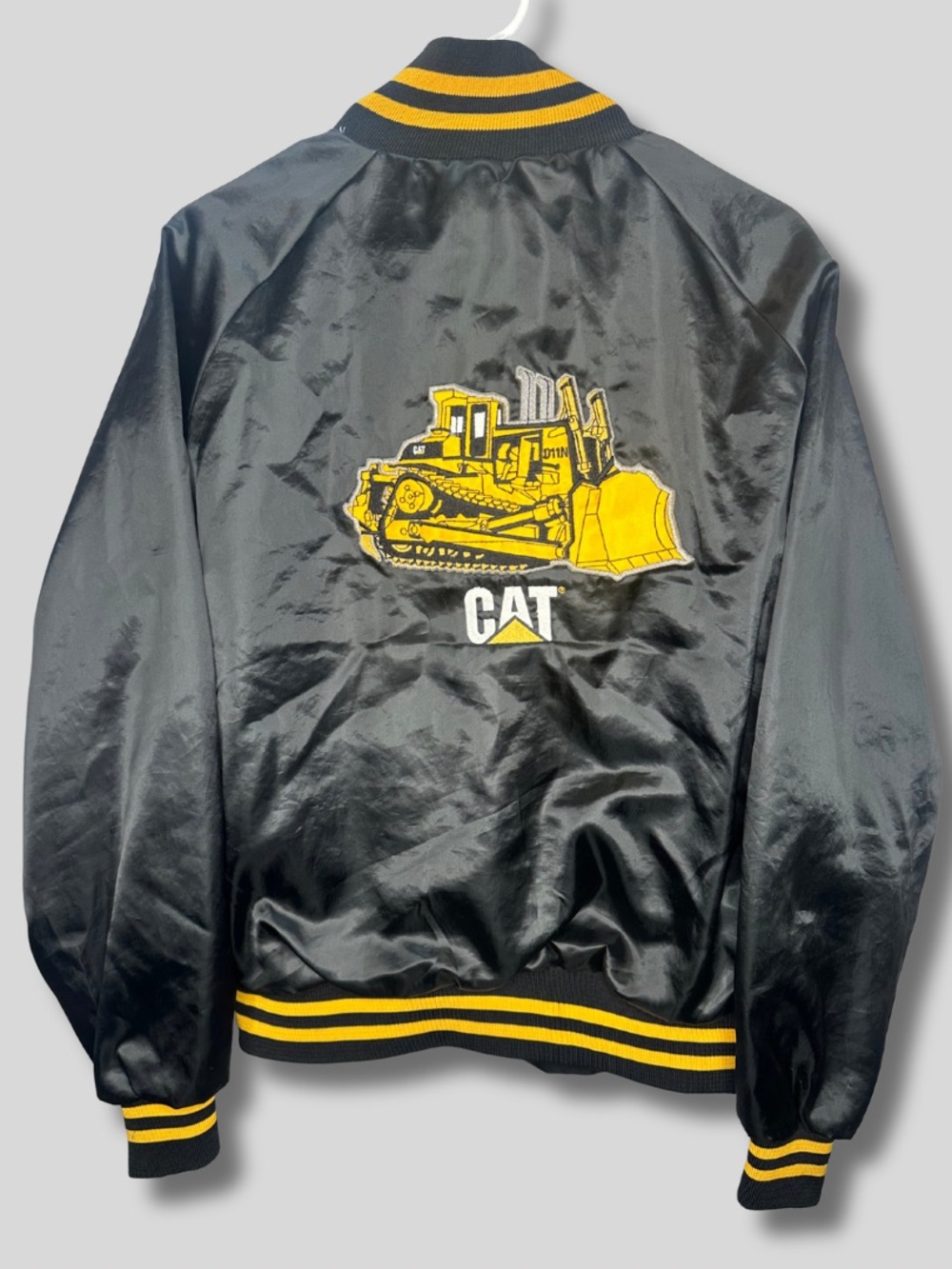 Vintage 80s/90s CAT Caterpillar Tonkin Inc. Satin Bomber Jacket L